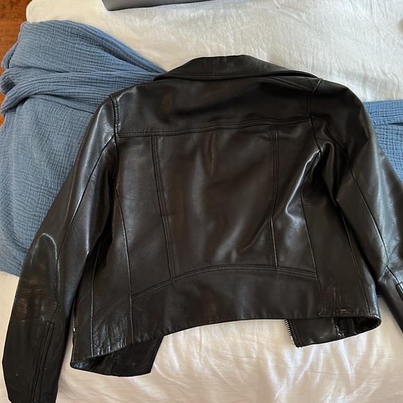 All Saints Dalby Leather Biker Jacket, great condition max worn in, size 2 - Picture 3 of 4